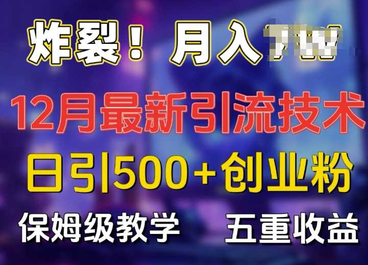 炸裂!揭秘12月最新日引流500+精准创业粉，多重收益保姆级教学