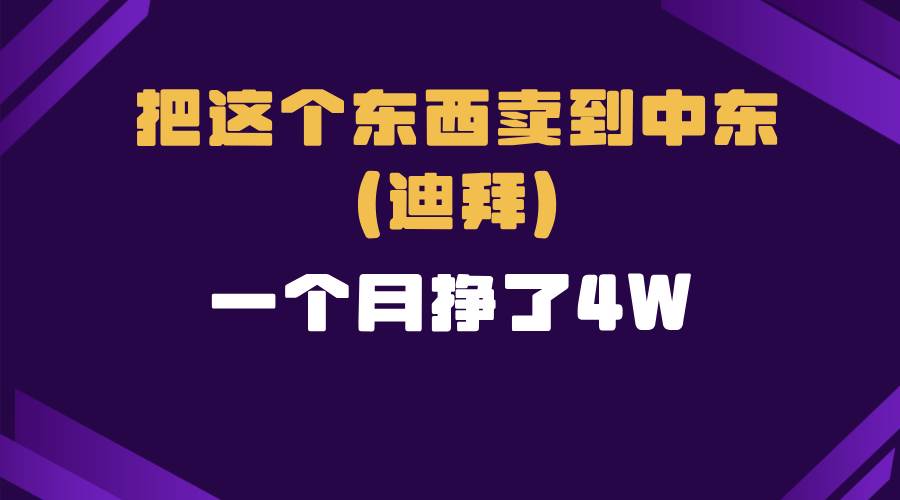 （13740期）跨境电商一个人在家把货卖到迪拜，暴力项目拆解